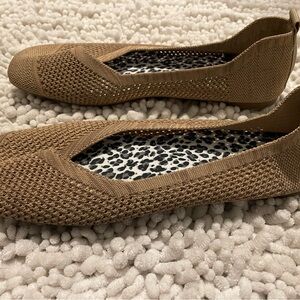 Knit Slip-On Ballet Flats in Camel